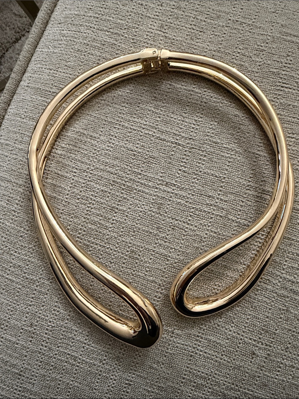 Source Unknown Polished Gold Sculptural Collar Necklace